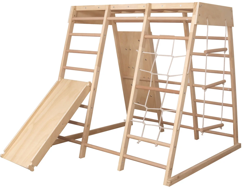 Jokomisiada Wooden playground HOME 6 in 1 Slide Ladders Wall SP0875