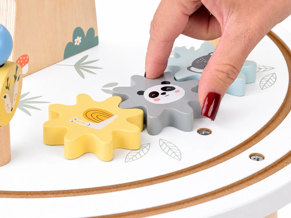 Jokomisiada Wooden Sensory Activity Table with Bead Maze and Animal Train ZA6493