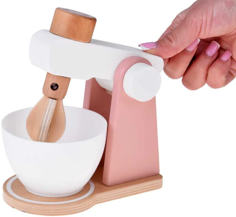 Jokomisiada Wooden Set Toaster Coffee Machine Mixer + Accessories – Small Pretend Play Appliances ZA5929