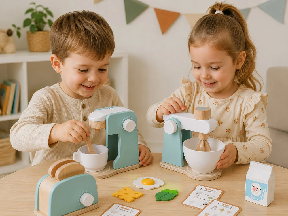 Jokomisiada Wooden set - toaster, kavos virimo aparatas, mixer + accessories Small household appliances ZA5929