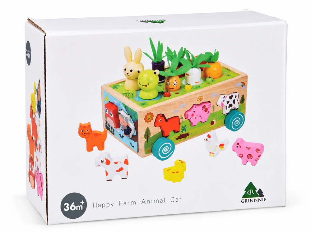 Jokomisiada Wooden SORTER 3-in-1 trolley, catching bugs, putting animals in ZA6291