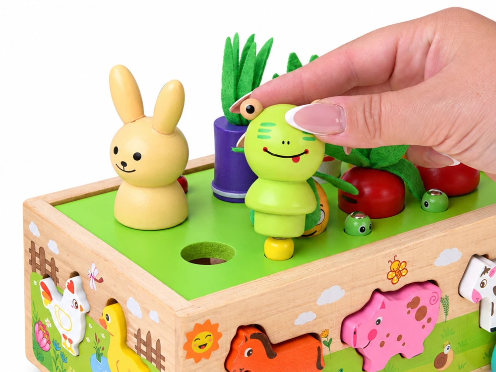 Jokomisiada Wooden SORTER 3-in-1 trolley, catching bugs, putting animals in ZA6291