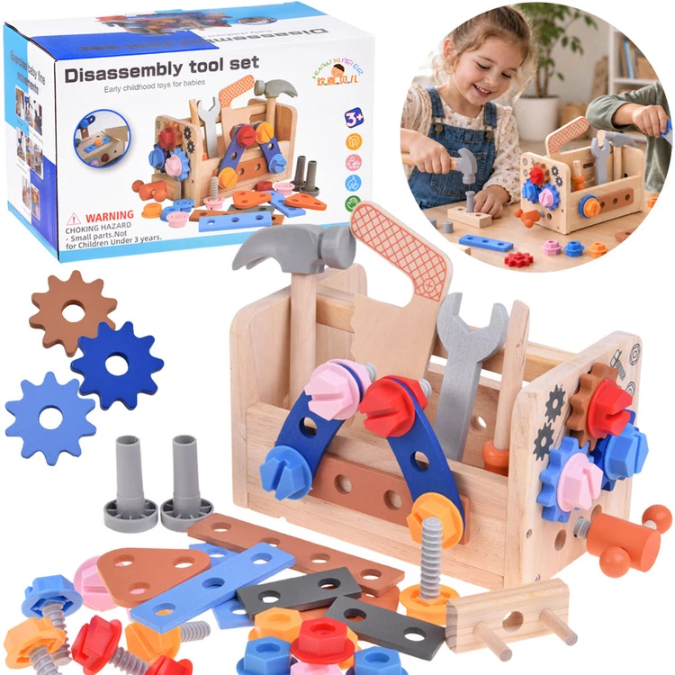 Jokomisiada Wooden Tool Box for Children Workshop Screws Hammer ZA6292
