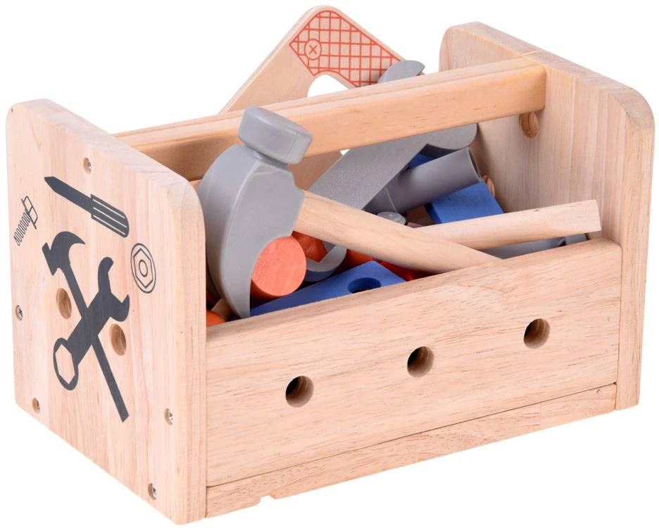 Jokomisiada Wooden Tool Box for Children Workshop Screws Hammer ZA6292
