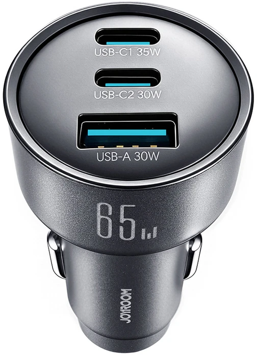 Joyroom JR-CCN19 65W 3-in-1 car charger Dark pilka