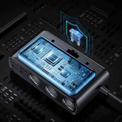 Automobilinis įkroviklis Joyroom 9in1 154W 3x12V, PD USB Type-C, QC3.0 USB-A, 4xUSB-A JR-CL06