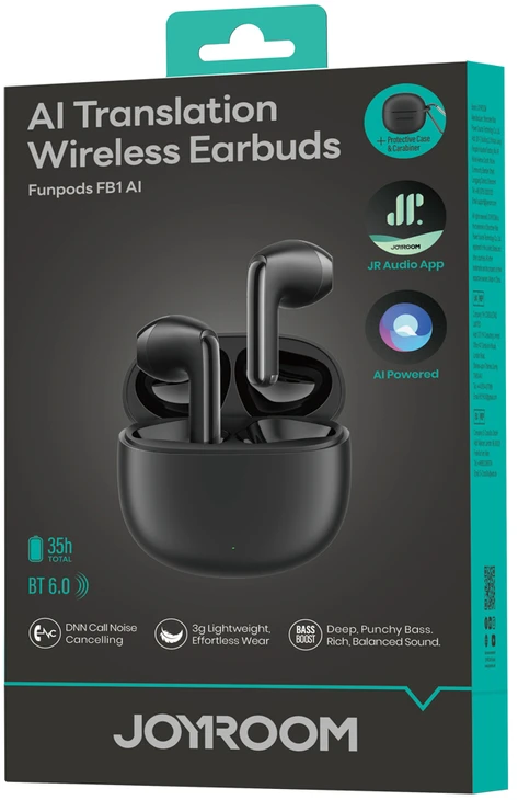 Joyroom JR-FB1 Funpods Bluetooth 6.0 In-Ear TWS Belaidės Ausinės with AI Functions - Juodas