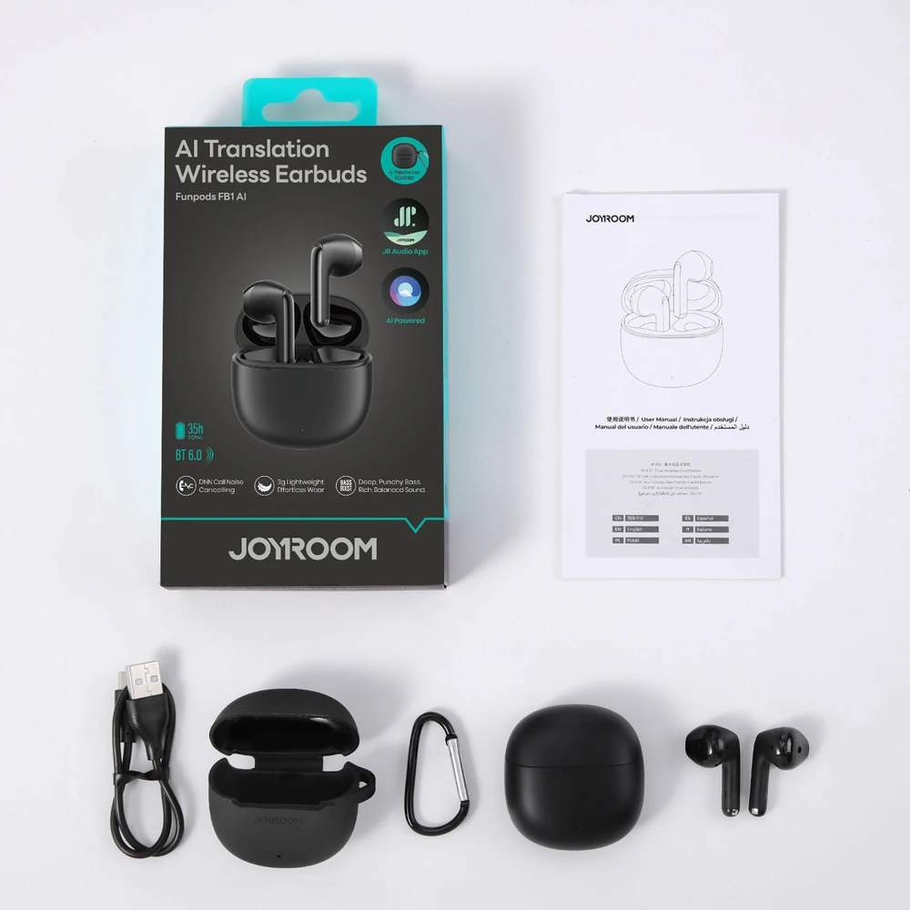 Joyroom JR-FB1 Funpods Bluetooth 6.0 In-Ear TWS Belaidės Ausinės with AI Functions - Juodas
