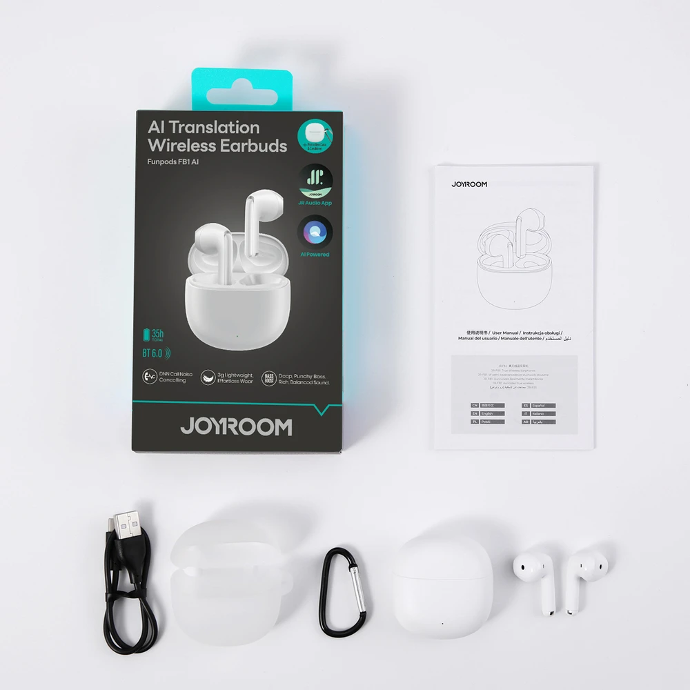 Joyroom JR-FB1 Funpods Bluetooth 6.0 In-Ear TWS Belaidės Ausinės with AI Functions - Baltas
