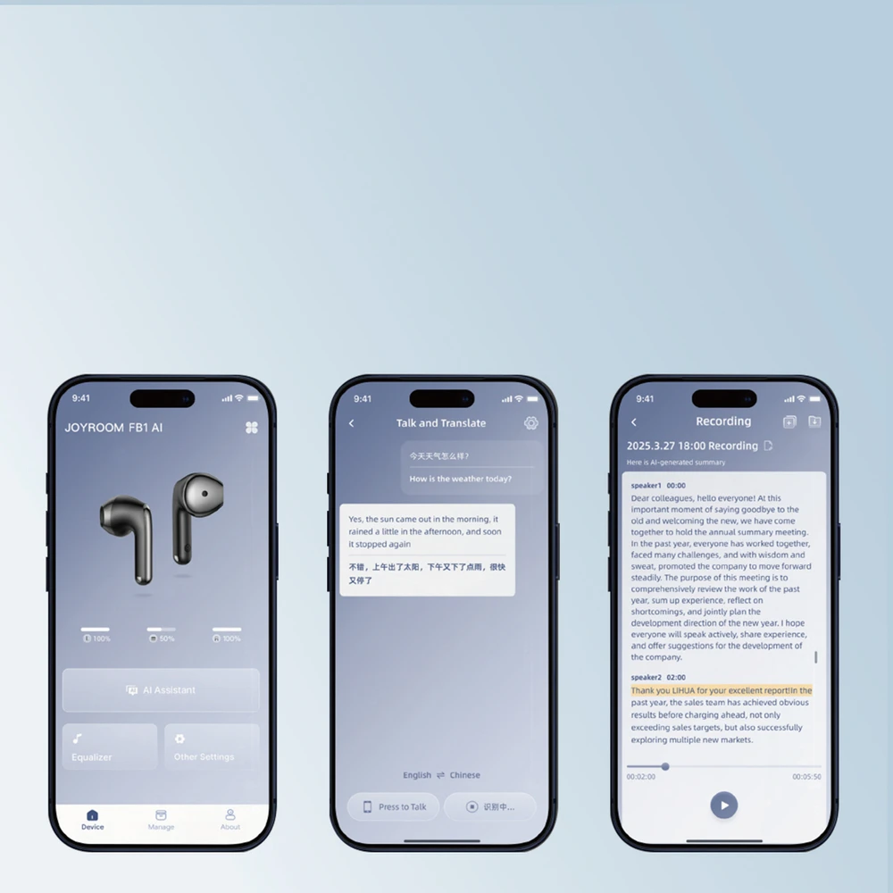Joyroom JR-FB1 Funpods Bluetooth 6.0 In-Ear TWS Belaidės Ausinės with AI Functions - Baltas