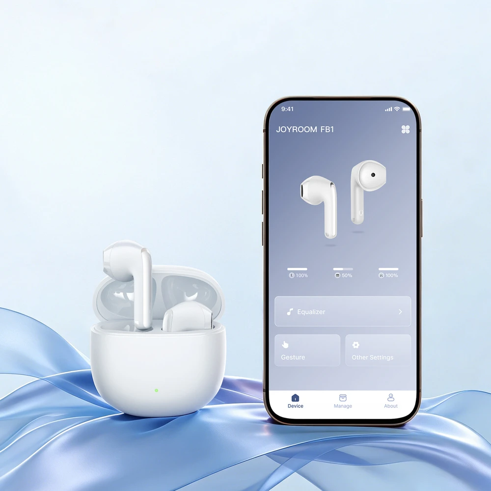 Joyroom JR-FB1 Funpods Bluetooth 6.0 In-Ear TWS Belaidės Ausinės with AI Functions - Baltas