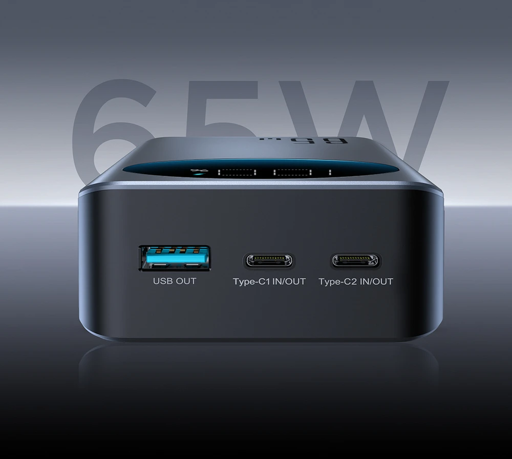 Joyroom JR-PBF05 Pro 30000mAh 65W Powerbank with Digital Ekranas 2x USB-C 1x USB-A - Juodas