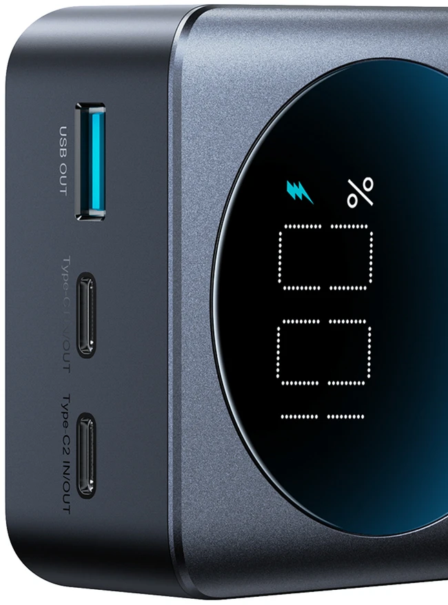 Joyroom JR-PBF05 Pro 30000mAh 65W Powerbank with Digital Ekranas 2x USB-C 1x USB-A - Juodas