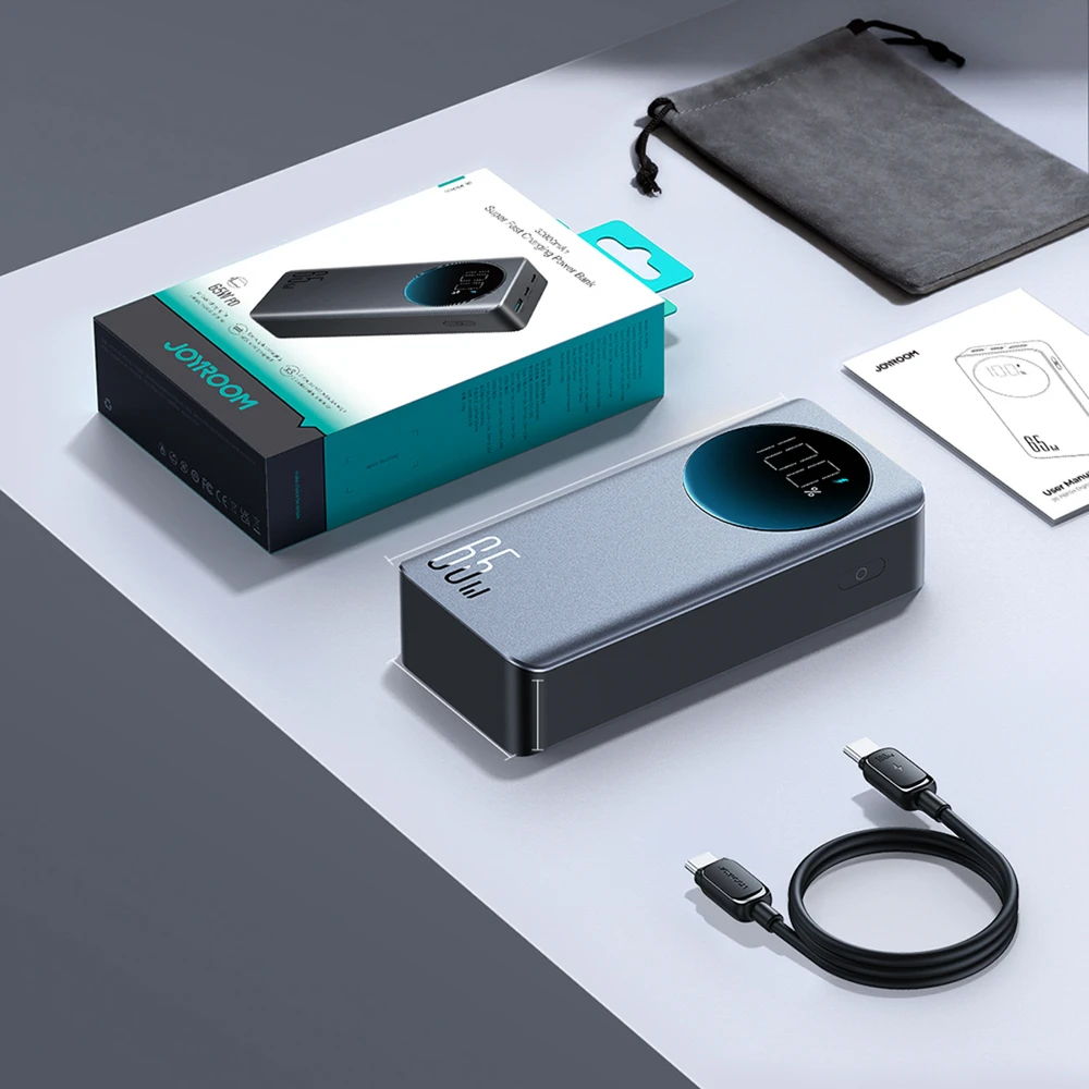 Joyroom JR-PBF05 Pro 30000mAh 65W Powerbank with Digital Ekranas 2x USB-C 1x USB-A - Juodas