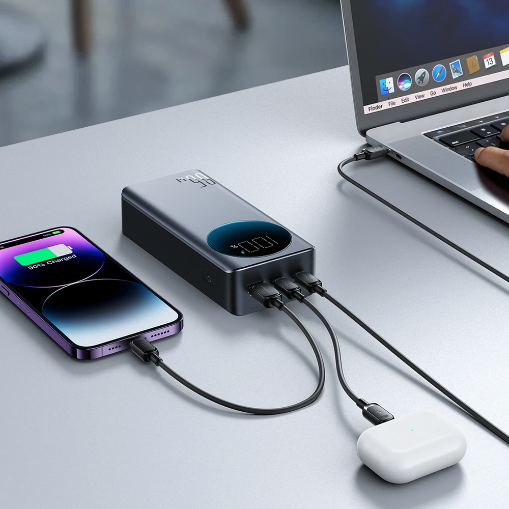 Joyroom JR-PBF05 Pro 30000mAh 65W Powerbank with Digital Ekranas 2x USB-C 1x USB-A - Juodas