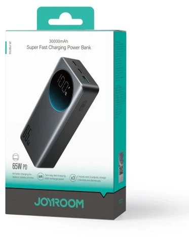 Joyroom Power Bank with Digital Ekranas C+U+U, PD 65W, 30000 mAh, Juodas (JR-PBF05 Pro)
