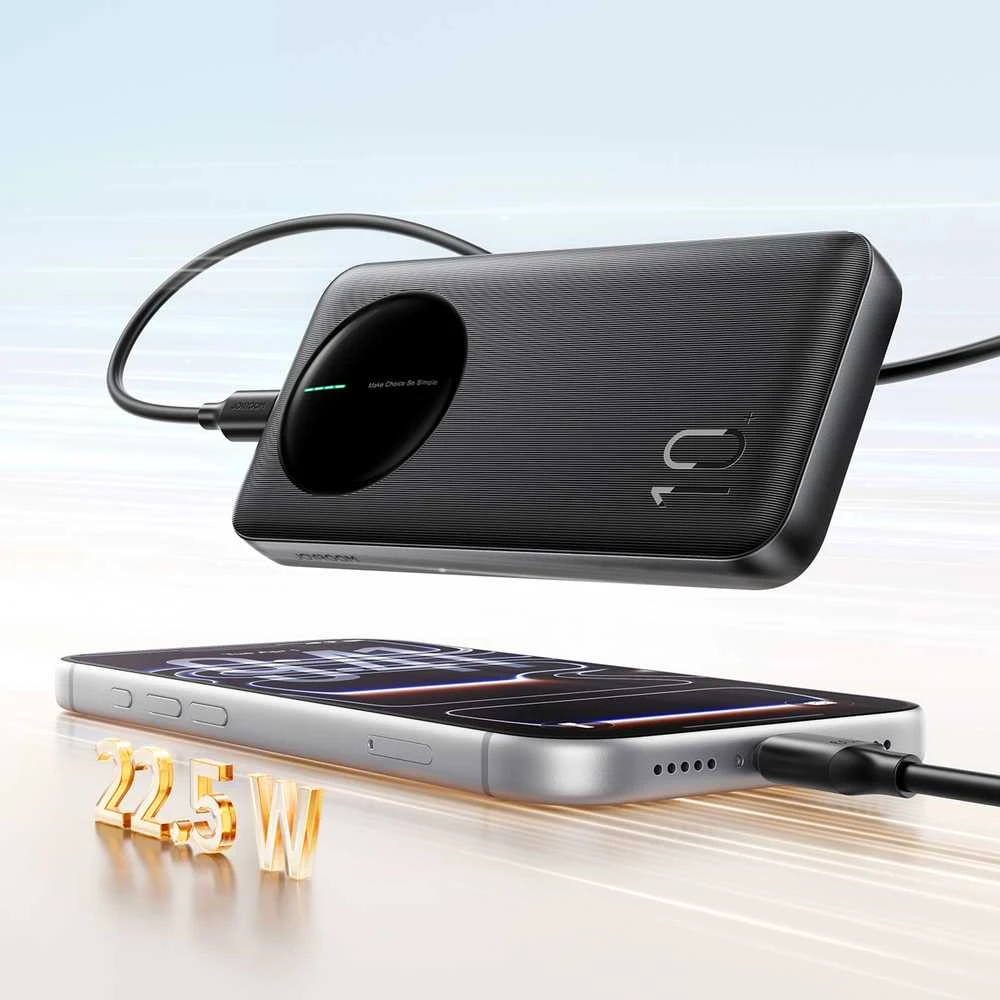 Joyroom JR-PBF12 Pro Powerbank 22.5W 10000mAh with Digital Ekranas 2x USB-A 1x USB-C - Juodas
