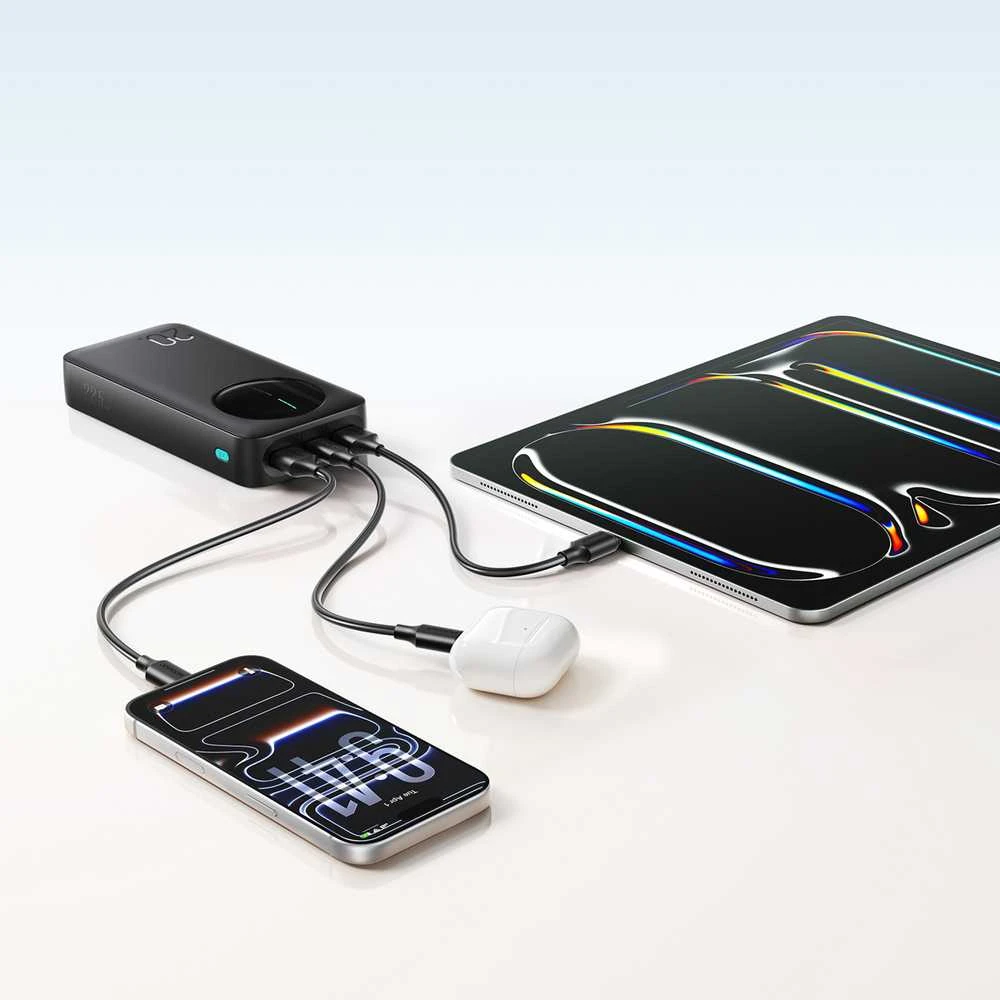 Joyroom JR-PBF14 Pro išorinė baterija 22,5 W 20000 mAh su skaitmeniniu ekranu 2x USB-A 1x USB-C - juoda