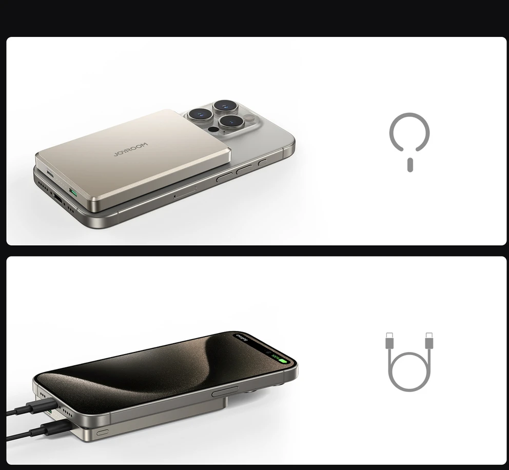 Išorinė baterija Power Bank Joyroom JR-PBM08 Pro 22.5W MagSafe 10000mAh Natural Titanium