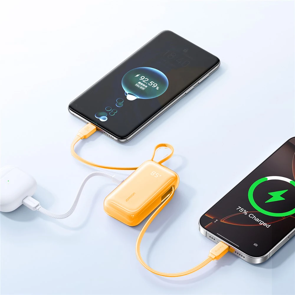 Joyroom JR-PR2 35W 10000mAh išorinė baterija su integruotu USB-C ir „Lightning“ laidu - Oranžinis