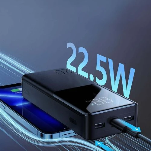 Joyroom Power Bank with Digital Ekranas C+U+U, PD 22.5W, 20000 mAh with Micro-USB input, Juodas (JR-QP192)