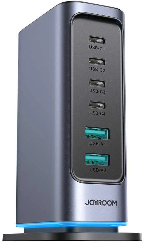 Įkroviklis Joyroom JR-TCM02 wieloportowa GaN 65W EU 4x USB-C 2x USB-A - ciemnoszara