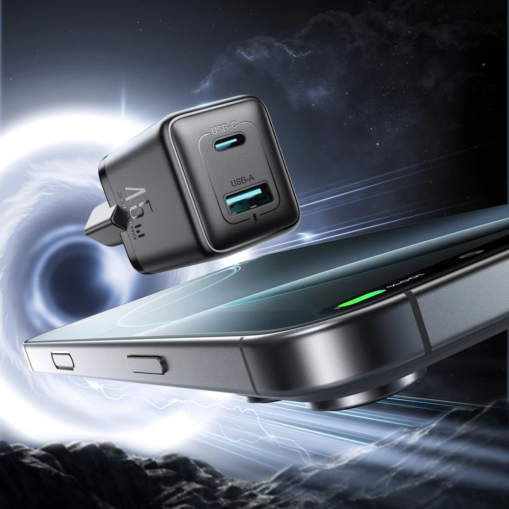 Joyroom JR-TG8 GaN 45W USB-C + USB-A Wall Charger - Juodas