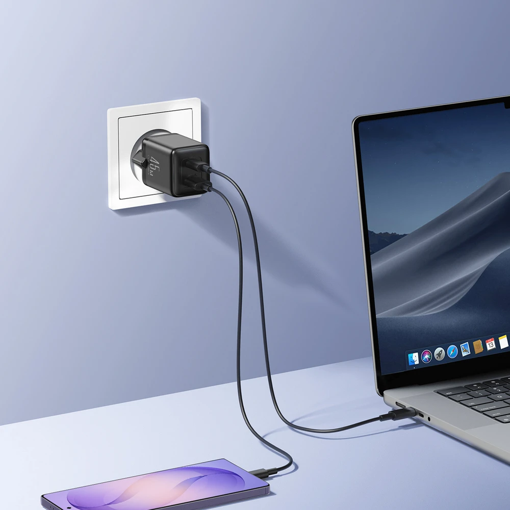 Joyroom JR-TG8 GaN 45W USB-C + USB-A Wall Charger - Juodas