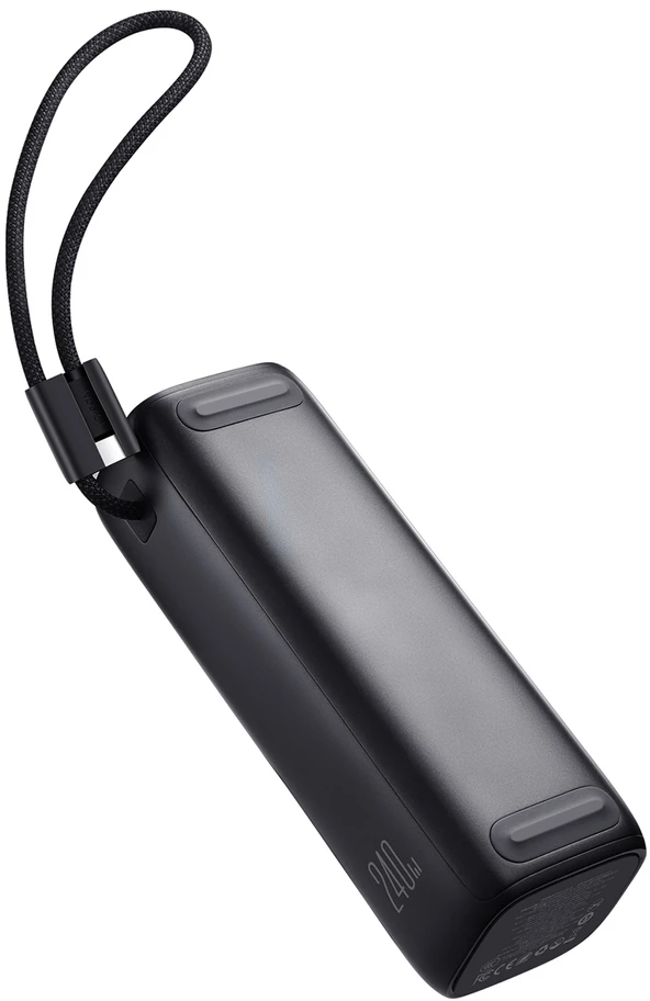 Joyroom PODIX PR70 25000mAh Power Bank iki 240W with Two Built-in USB-C Cables and Two TFT Screens - Gray