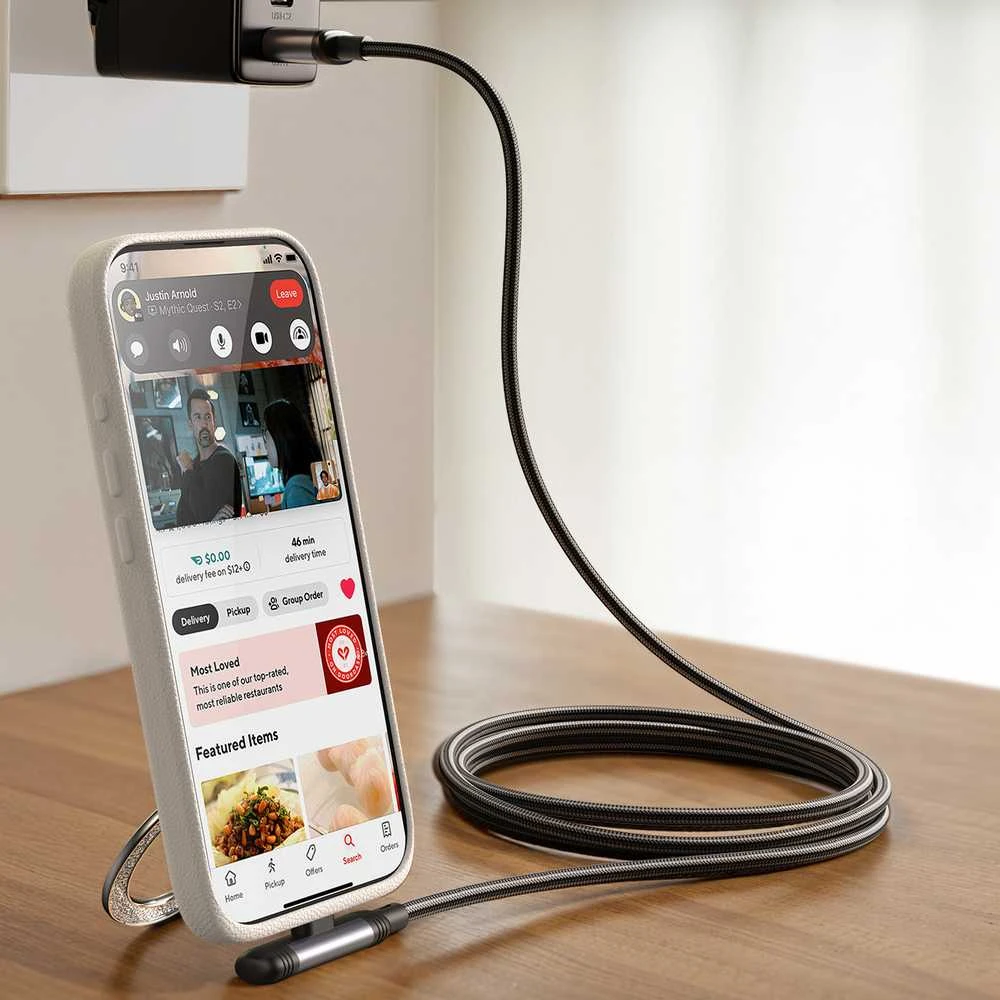 Joyroom S-A56 EnjoyX Series 90° USB-C – Lightning kabelis 30W 1.2m – juodos spalvos