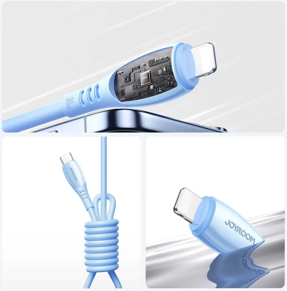 Joyroom S-A59 Vibrant Series 30W USB-C - Lightning kabelis 1.2m - mėlynas