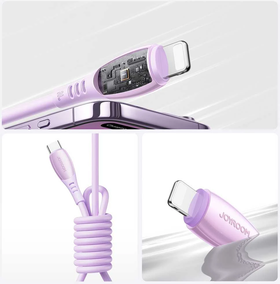 Joyroom S-A59 Vibrant Series 30W USB-C - Lightning kabelis 1.2m - violetinė