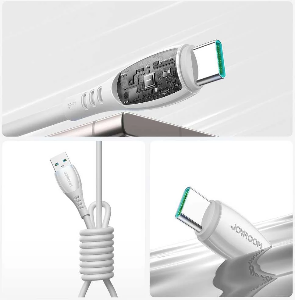 Joyroom S-A59 Vibrant Series 3A USB-A - USB-C cable 1.2m - baltas