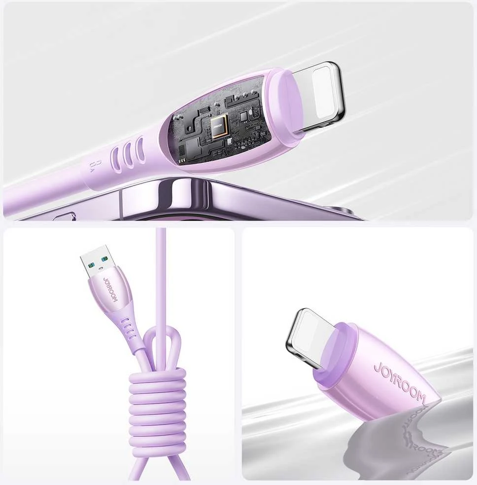 Joyroom S-A59 Vibrant Series 3A USB-A - Lightning kabelis 1.2m - violetinė