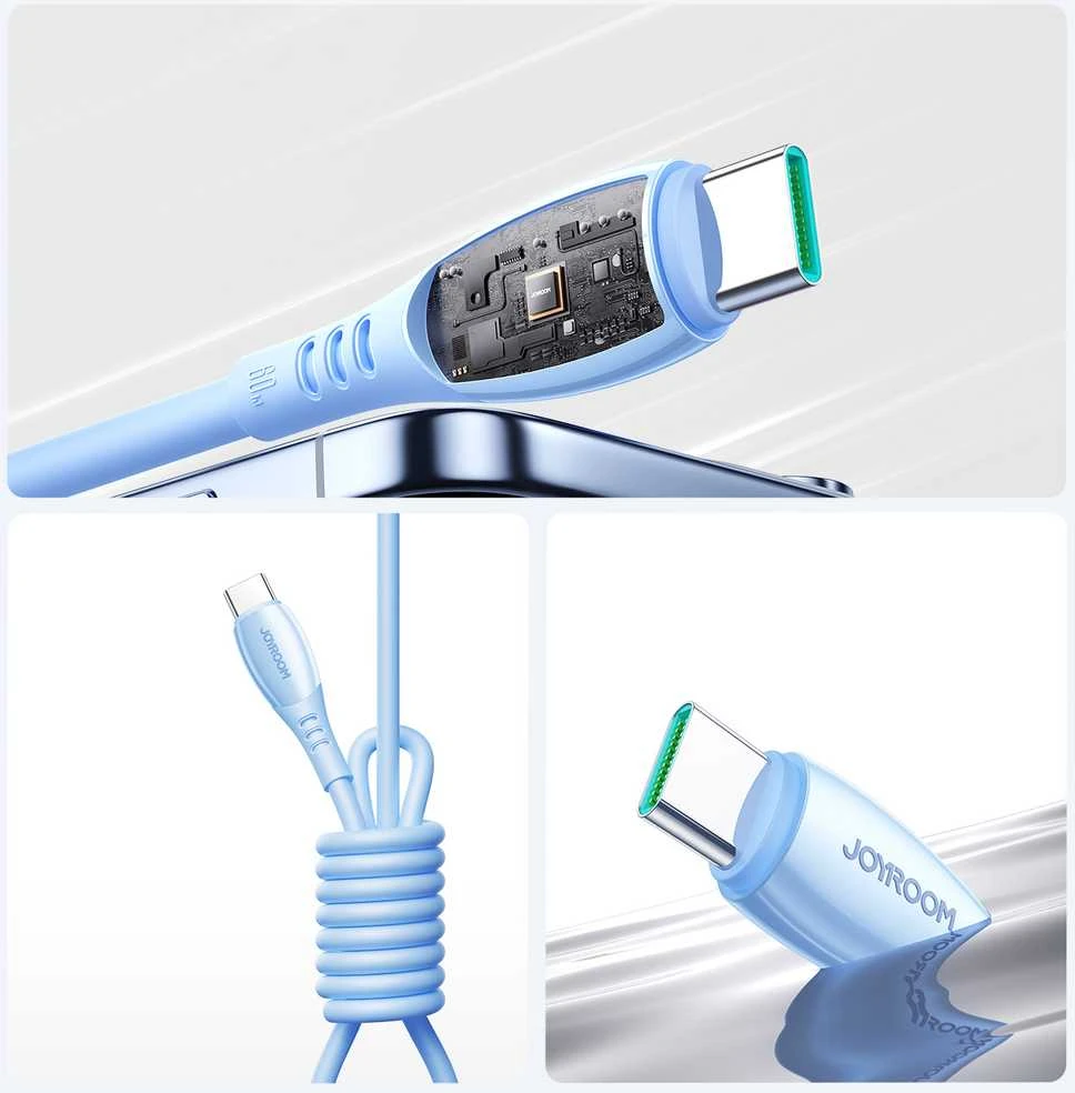 Joyroom S-A59 Vibrant Series 60W USB-C - USB-C cable 1.2m - mėlynas
