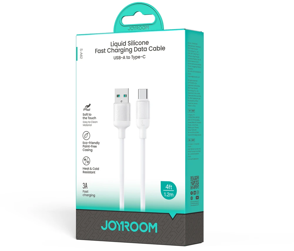 Joyroom S-A62 Lively serijos 3A USB-A - USB-C kabelis 1,2 m - baltas