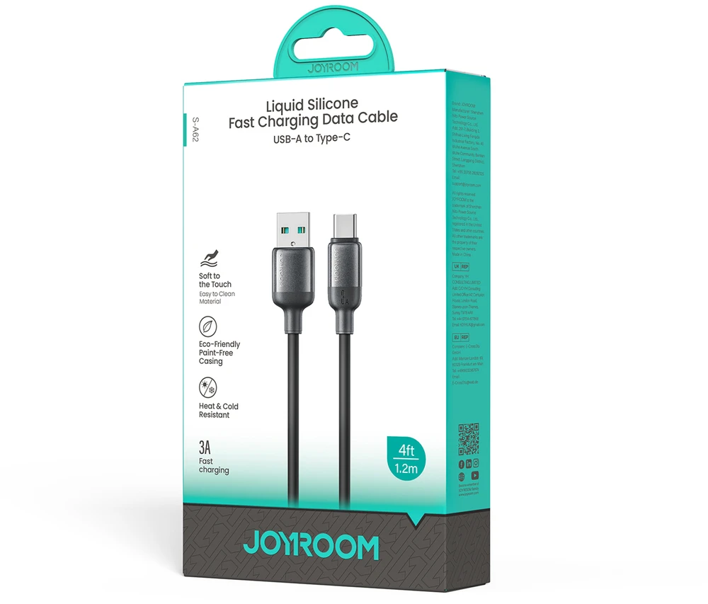 Joyroom S-A62 Lively serijos 3A USB-A - USB-C kabelis 1,2 m - juodas