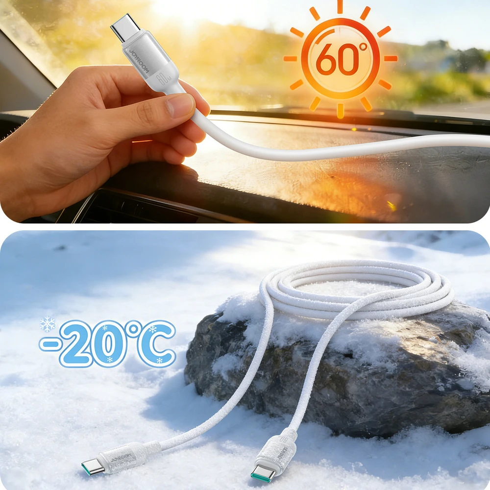Joyroom S-A62 Lively serijos 60W USB-C - USB-C kabelis 1.2m - Baltas