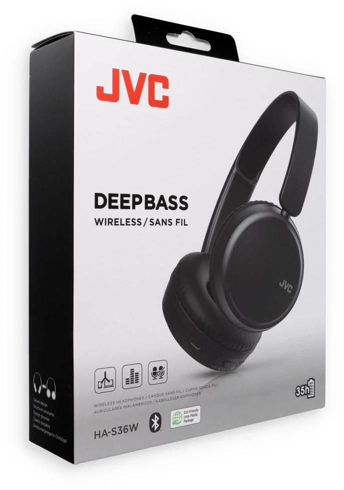 JVC, HA-S36W-BU, juodos sp. dinaminės ausinės, mikrofonas