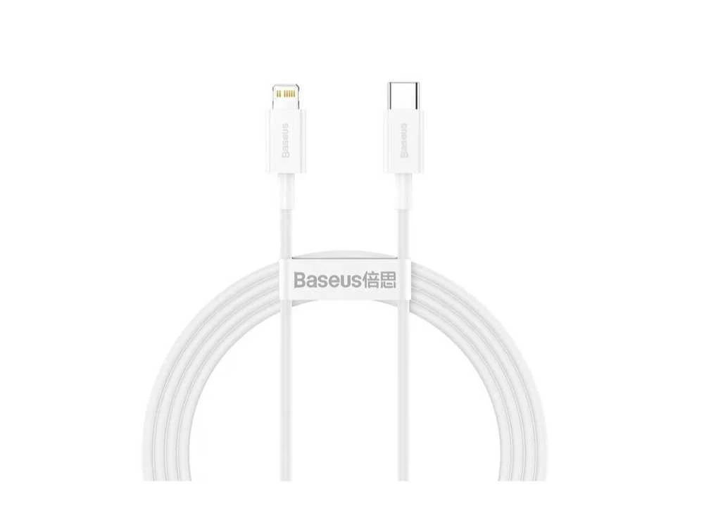 USB kabelis Baseus Superior iš Type-C į Lightning PD 20W 1.5m baltas CATLYS-B02