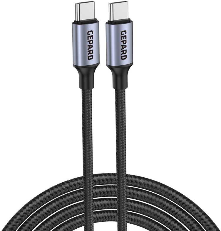Kabelis GEPARD USB-C - USB-C 60W metalinė galvutė 2m