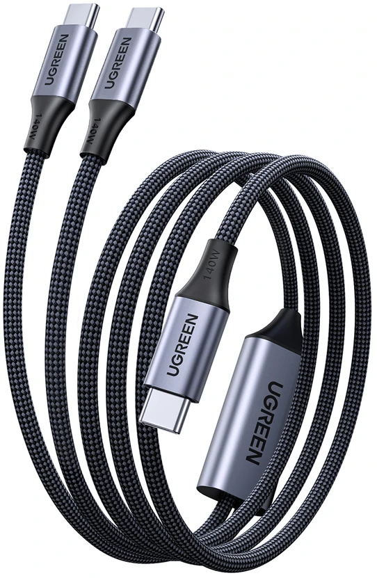 Kabelis Ugreen 2-in-1 USB-C - 2xUSB-C PD 140W 2m - juoda
