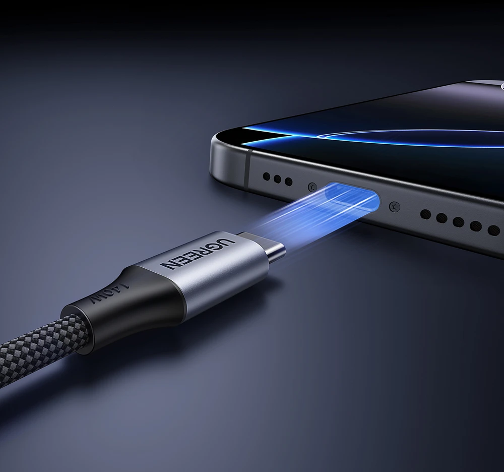 Kabelis Ugreen 2-in-1 USB-C - 2xUSB-C PD 140W 2m - juoda