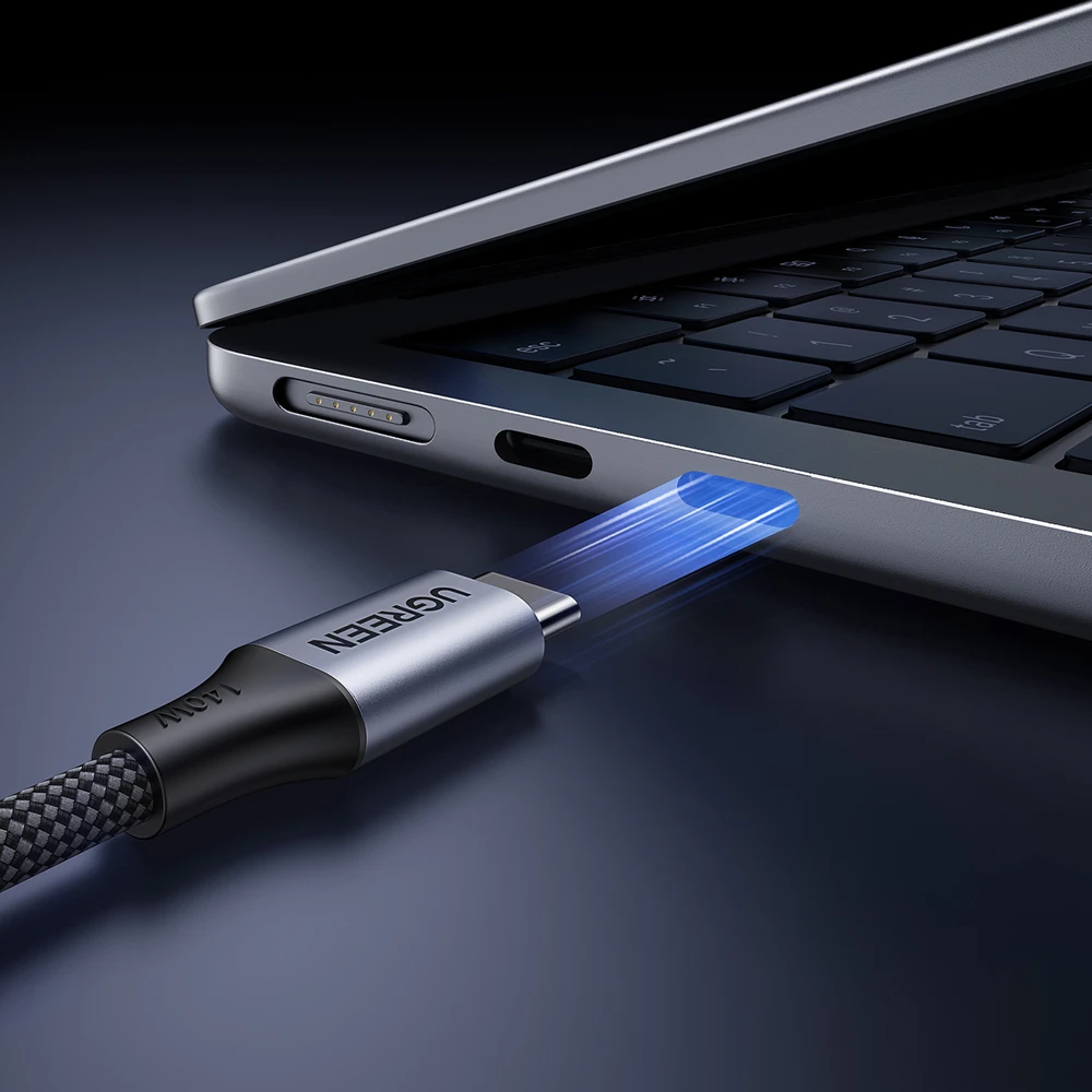 Kabelis Ugreen 2-in-1 USB-C - 2xUSB-C PD 140W 2m - juoda