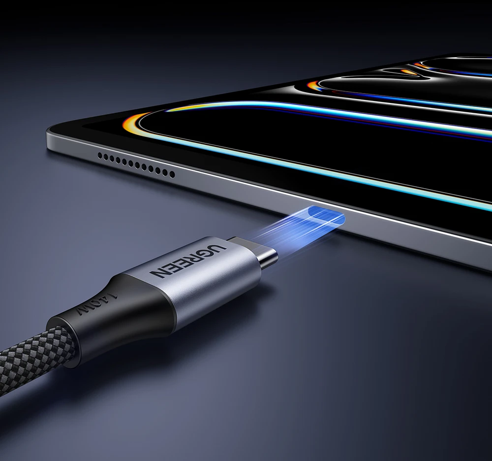 Kabelis Ugreen 2-in-1 USB-C - 2xUSB-C PD 140W 2m - juoda