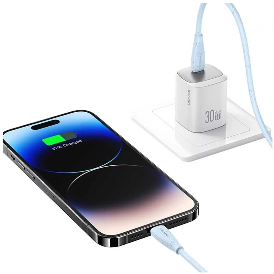 Kabelis USAMS Žalias Series SJ717 30W USB-C į Lightning 1m pink