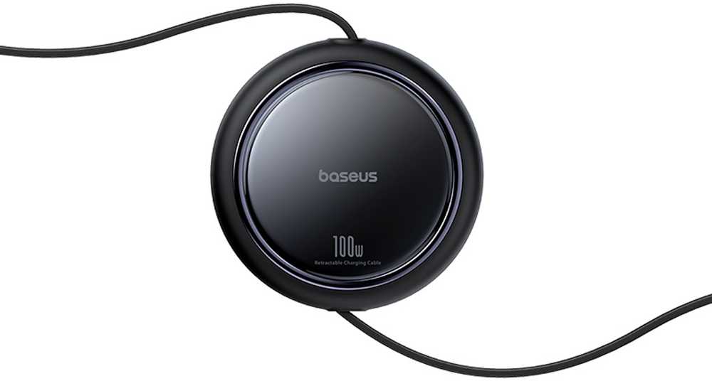 BASEUS retractable kabelis 2in1 Type C į 2 x Type C 100W 1 m juodos spalvos