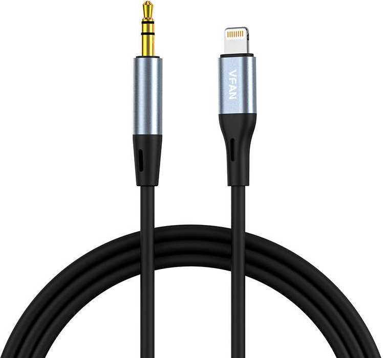 Vipfan Kabelis VFAN L05 Lightning į 3,5 mm mini jack AUX, 1 m pilkas