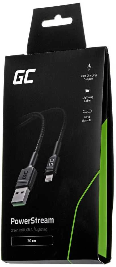 Green Cell Žalias Cell GREENCELL laidas GC PowerStream USB-A - Lightning 30cm Apple 2.4A