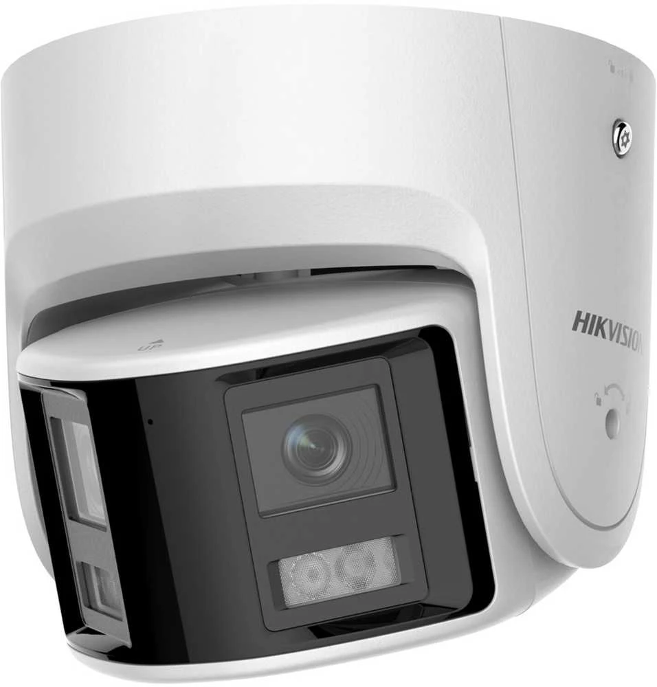 „Hikvision“ kupolinė kamera DS-2CD2346G2P-ISU/SL(C) F2.8 (balta, 4 MP, 30 m. IR, „AcuSense“, panoraminė 180°)